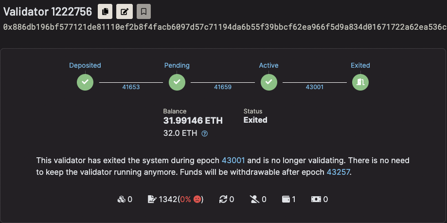 Beaconcha.in withdrawable epoch countdown